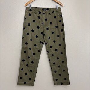 J.Crew Chino Jeans Women Size 10 Green Black Polka Dot